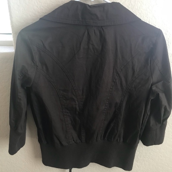 Brown 3/4 Sleeve Zipper Detail Jacket by Wet Seal - Picture 4 of 5